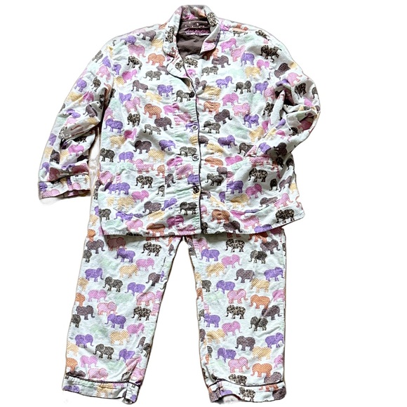 Colorful Elephants Pajama Set ~ M/L - Picture 4 of 16